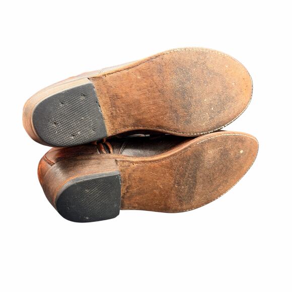 OG by Old Gringo Distressed Leather Strap Ankle Boots Brown 7.5 made in Mexico - Picture 4 of 13